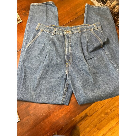 Vintage Orange Tab Levi Pleated Jeans Straight Fit Made in USA Size 36 x 34 - Picture 1 of 5